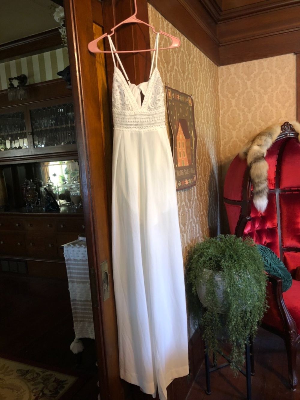 White bridal one piece jumpsuit beach romper